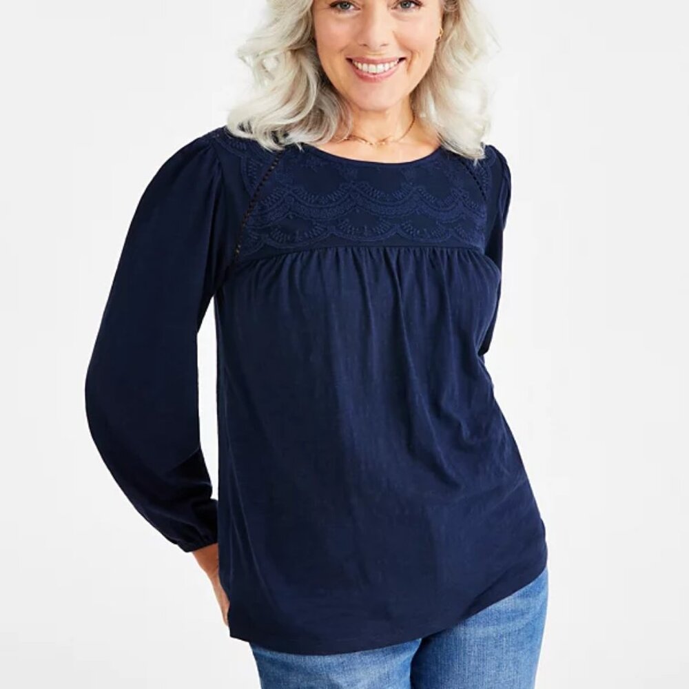 Style & Co Women's Lace Knit Cotton Blouse - 3X NWT